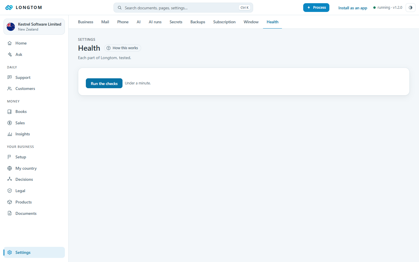 Settings, Health